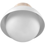 Globe Industrial Luxe Matte White / Faux Wood Flush Mount Light - 120V, 60W Globe Industrial Luxe Matte White / Faux Wood Flush Mount Light - 120V, 60W
