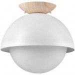 Globe Industrial Luxe Matte White / Faux Wood Flush Mount Light - 120V, 60W Globe Industrial Luxe Matte White / Faux Wood Flush Mount Light - 120V, 60W