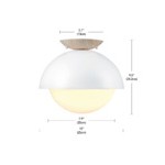 Globe Industrial Luxe Matte White / Faux Wood Flush Mount Light - 120V, 60W Globe Industrial Luxe Matte White / Faux Wood Flush Mount Light - 120V, 60W