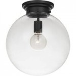 Globe Modern Black Iron Flush Mount LED Light with Frosted Glass Shade - 120V, 18W Globe Modern Black Iron Flush Mount LED Light with Frosted Glass Shade - 120V, 18W