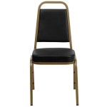 Flash Furniture FD-BHF-1-ALLGOLD-BK-GG Hercules Black Vinyl Trapezoidal Back Stackable Banquet Chair with Gold Frame Flash Furniture FD-BHF-1-ALLGOLD-BK-GG Hercules Black Vinyl Trapezoidal Back Stackable Banquet Chair with Gold Frame