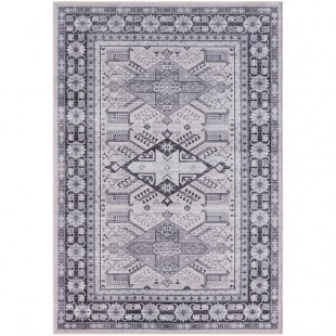 Abani Molana Collection 4' x 6' Gray / Cream Vintage Folk Area Rug