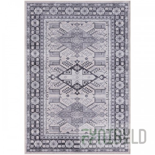 Abani Molana Collection 4' x 6' Gray / Cream Vintage Folk Area Rug