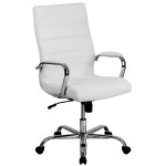 Flash Furniture GO-2286H-WH-GG High-Back White Leather Swivel Office Chair with Chrome Base and Arms Flash Furniture GO-2286H-WH-GG High-Back White Leather Swivel Office Chair with Chrome Base and Arms