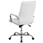 Flash Furniture GO-2286H-WH-GG High-Back White Leather Swivel Office Chair with Chrome Base and Arms Flash Furniture GO-2286H-WH-GG High-Back White Leather Swivel Office Chair with Chrome Base and Arms