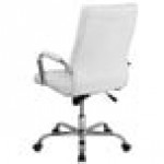 Flash Furniture GO-2286H-WH-GG High-Back White Leather Swivel Office Chair with Chrome Base and Arms Flash Furniture GO-2286H-WH-GG High-Back White Leather Swivel Office Chair with Chrome Base and Arms