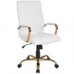 Flash Furniture GO-2286H-WH-GG High-Back White Leather Swivel Office Chair with Chrome Base and Arms Flash Furniture GO-2286H-WH-GG High-Back White Leather Swivel Office Chair with Chrome Base and Arms