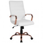 Flash Furniture GO-2286H-WH-GG High-Back White Leather Swivel Office Chair with Chrome Base and Arms Flash Furniture GO-2286H-WH-GG High-Back White Leather Swivel Office Chair with Chrome Base and Arms