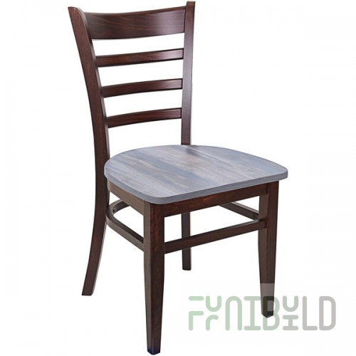 BFM Seating Berkeley Dark Walnut Beechwood Ladder Back Side Chair with Relic Chestnut Seat