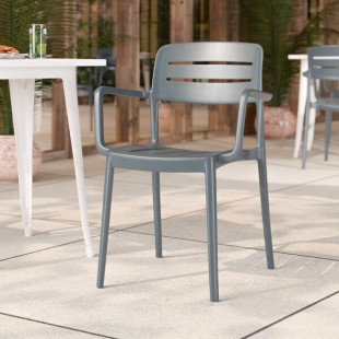 Lancaster Table & Seating Alto Shoreline Slate Slat Back Resin Arm Chair Lancaster Table & Seating Alto Shoreline Slate Slat Back Resin Arm Chair