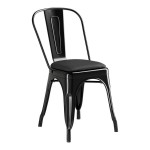 Lancaster Table & Seating Alloy Onyx Black Indoor Cafe Chair with Onyx Black Vinyl Cushion Lancaster Table & Seating Alloy Onyx Black Indoor Cafe Chair with Onyx Black Vinyl Cushion
