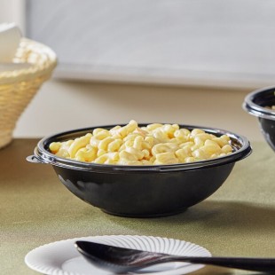 Visions 24 oz. Black PET Plastic Round Catering / Serving Bowl - 100/Case
