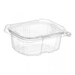Inline Plastics Safe-T-Fresh 16 oz. Tamper-Resistant, Tamper-Evident Rectangular Hinged Container with Flat Lid - 240/Case Inline Plastics Safe-T-Fresh 16 oz. Tamper-Resistant, Tamper-Evident Rectangular Hinged Container with Flat Lid - 240/Case