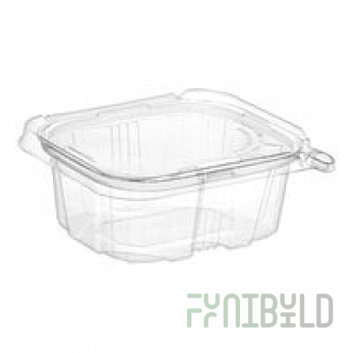 Inline Plastics Safe-T-Fresh 16 oz. Tamper-Resistant, Tamper-Evident Rectangular Hinged Container with Flat Lid - 240/Case