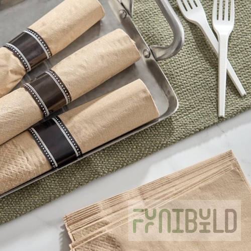 EcoChoice WrapNap 2-Ply Natural Kraft 1/4 Fold Dinner Napkin 16