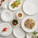Acopa Condesa 11 oz. Pearl White Scalloped Wide Rim Porcelain Bowl - Sample