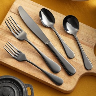 Acopa Vernon Black 18/0 Stainless Steel Heavy Weight Flatware 5-Piece Set - Sample Acopa Vernon Black 18/0 Stainless Steel Heavy Weight Flatware 5-Piece Set - Sample