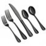 Acopa Vernon Black 18/0 Stainless Steel Heavy Weight Flatware 5-Piece Set - Sample