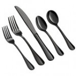 Acopa Vernon Black 18/0 Stainless Steel Heavy Weight Flatware 5-Piece Set - Sample