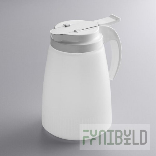 Vollrath 632-05 Dripcut® 32 oz. White Polyethylene Syrup Server with White Top