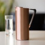 Service Ideas 64.2 oz. Slim Rose Gold Stainless Steel Pitcher with Guard X7025BSRGv2