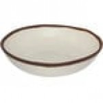 GET B-310-CRM Pottery Market 1.5 Qt. Glazed Cream Melamine Salad Bowl with Brown Trim - 12/Case