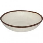 GET B-310-CRM Pottery Market 1.5 Qt. Glazed Cream Melamine Salad Bowl with Brown Trim - 12/Case