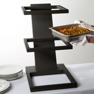 Vollrath V9047900 Cubic Black Wood 2/3 Pan Tiered Stand