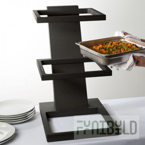Vollrath V9047900 Cubic Black Wood 2/3 Pan Tiered Stand
