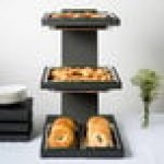 Vollrath V9047900 Cubic Black Wood 2/3 Pan Tiered Stand Vollrath V9047900 Cubic Black Wood 2/3 Pan Tiered Stand