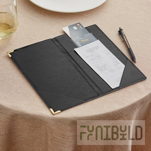 American Metalcraft MCCRBPBL Securit Black Check Presenter with Gold Corners