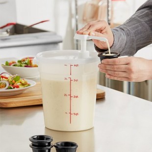 Choice Condiment Pump Kit with 1 oz. Pump and 4 Qt. Round Translucent Container with Lid