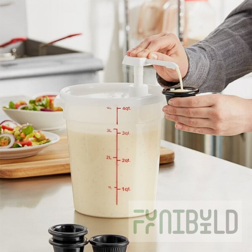 Choice Condiment Pump Kit with 1 oz. Pump and 4 Qt. Round Translucent Container with Lid