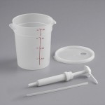 Choice Condiment Pump Kit with 1 oz. Pump and 4 Qt. Round Translucent Container with Lid