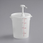Choice Condiment Pump Kit with 1 oz. Pump and 4 Qt. Round Translucent Container with Lid