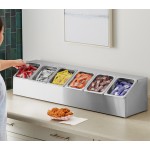 ServSense Large Stainless Steel Hotel Pan Organizer Set with (6) 1/6 Size Pans