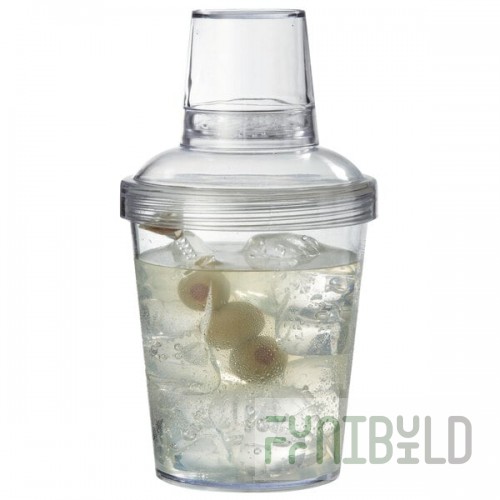 GET SH-176-1-CL Cheers 20 oz. Clear Customizable SAN Plastic Screw Top 3-Piece Cobbler Cocktail Shaker