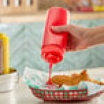 Choice 16 oz. Red Wide Mouth Squeeze Bottle - 6/Pack