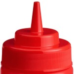 Choice 16 oz. Red Wide Mouth Squeeze Bottle - 6/Pack