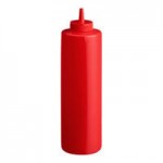 Choice 16 oz. Red Wide Mouth Squeeze Bottle - 6/Pack