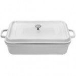 GET Heiss 7.5 Qt. Red Enamel Coated Cast Aluminum Rectangular Roasting Pan with Lid CA-017-R/BK/CC