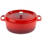 GET Heiss 7.5 Qt. Red Enamel Coated Cast Aluminum Rectangular Roasting Pan with Lid CA-017-R/BK/CC