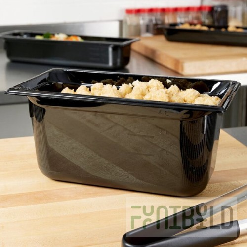 Vollrath 9036420 Super Pan® 1/3 Size Black High Heat Plastic Food Pan - 6