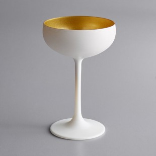 Stolzle Glisten from Global Tableware Collective 8 oz. Matte White/Gold Coupe Glass - 6/Case Stolzle Glisten from Global Tableware Collective 8 oz. Matte White/Gold Coupe Glass - 6/Case