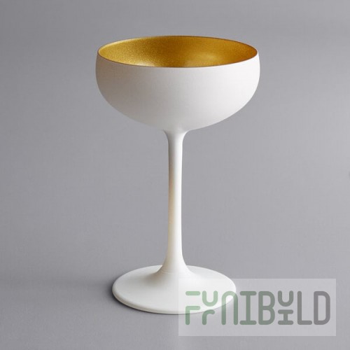 Stolzle Glisten from Global Tableware Collective 8 oz. Matte White/Gold Coupe Glass - 6/Case