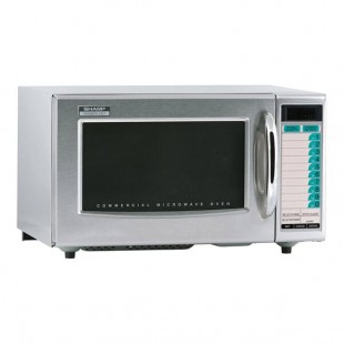 Sharp R21LTF Stainless Steel Medium-Duty Commercial Microwave with Touch Controls and 20 Programmable Memories - 1,000W, 120V