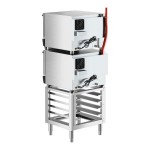 Cooking Performance Group COH-T3-A Double Stacked Electric Thermostatic 3 Tray Half Size Convection Oven with Moisture Injection and Stand - 120V Cooking Performance Group COH-T3-A Double Stacked Electric Thermostatic 3 Tray Half Size Convection Oven with Moisture Injection and Stand - 120V