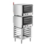 Cooking Performance Group COH-T3-A Double Stacked Electric Thermostatic 3 Tray Half Size Convection Oven with Moisture Injection and Stand - 120V Cooking Performance Group COH-T3-A Double Stacked Electric Thermostatic 3 Tray Half Size Convection Oven with Moisture Injection and Stand - 120V