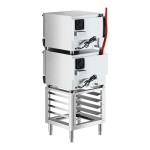 Cooking Performance Group COH-T3-A Double Stacked Electric Thermostatic 3 Tray Half Size Convection Oven with Moisture Injection and Stand - 120V Cooking Performance Group COH-T3-A Double Stacked Electric Thermostatic 3 Tray Half Size Convection Oven with Moisture Injection and Stand - 120V