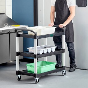 Choice Black Utility / Bussing Cart with Three Shelves - 42